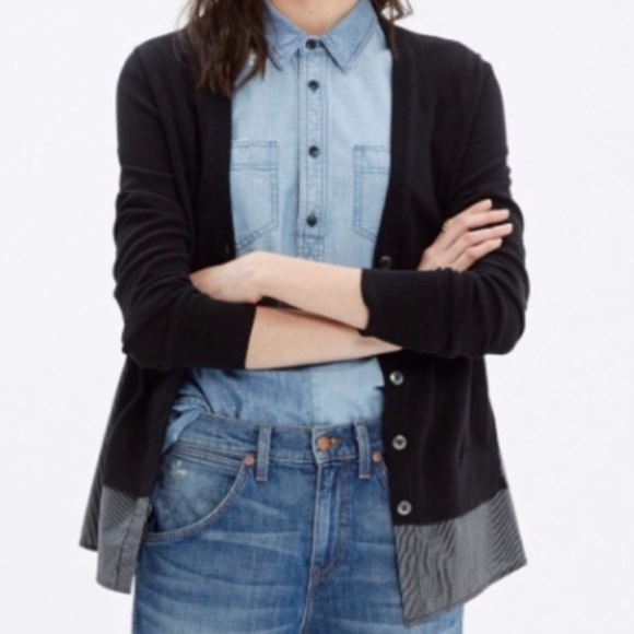 Madewell Black Shirting Sweater Cardigan - Picture 1 of 8